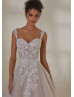 Beaded Lace Glitter Tulle Sheer Back Classic Wedding Dress